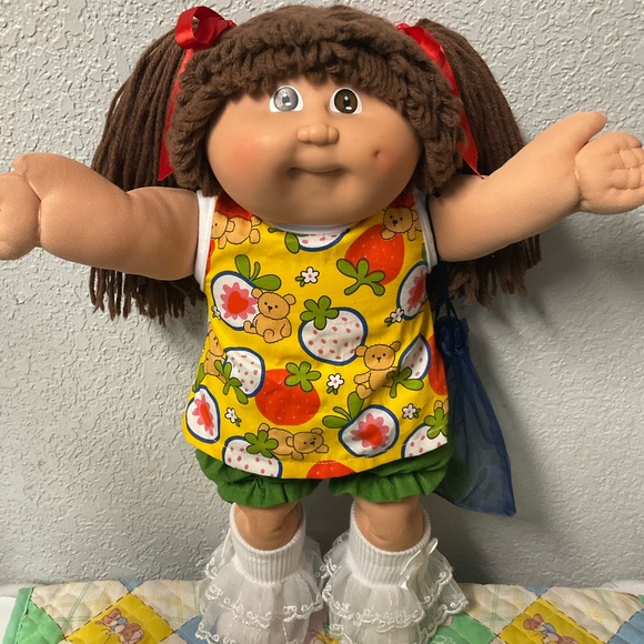 Vintage Cabbage Patch Kid Girl Hong Kong P Factory Brown Hair Head Mold #3 1984 - Picture 4 of 11